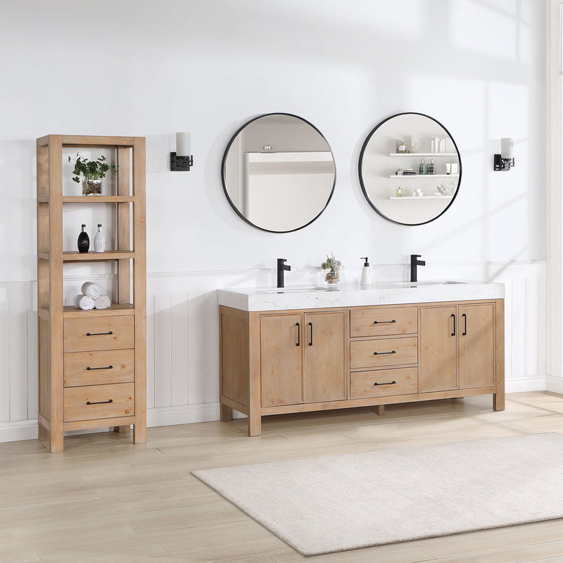 Vinnova 703872-FN-LW León 72" Freestanding Double Bathroom Vanity in Fir Wood Brown