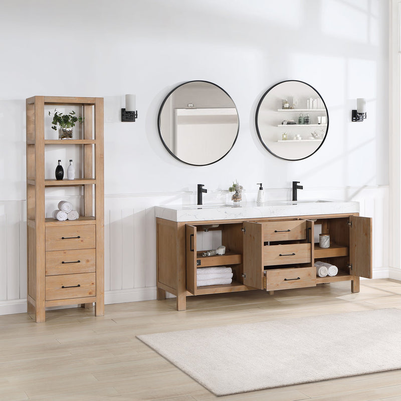 Vinnova 703872-FN-LW León 72" Freestanding Double Bathroom Vanity in Fir Wood Brown