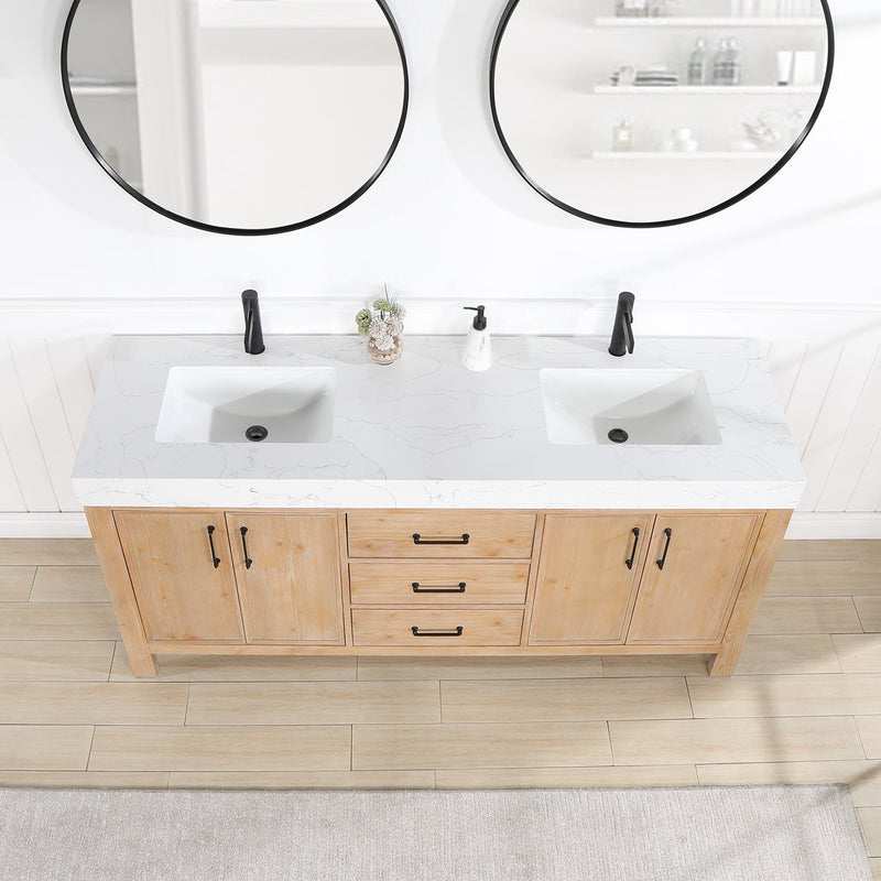 Vinnova 703872-FN-LW León 72" Freestanding Double Bathroom Vanity in Fir Wood Brown