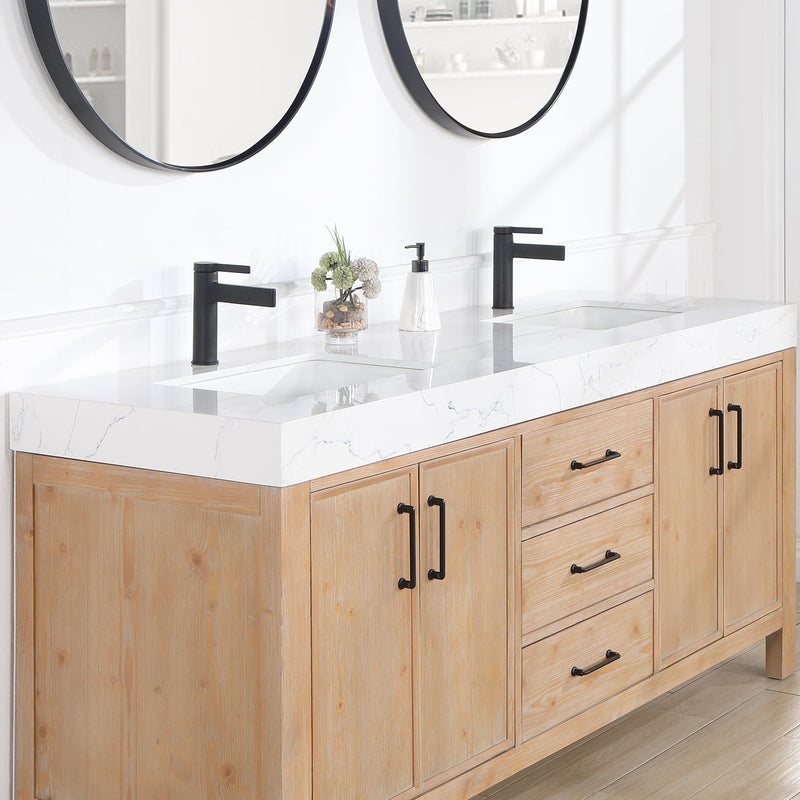 Vinnova 703872-FN-LW León 72" Freestanding Double Bathroom Vanity in Fir Wood Brown