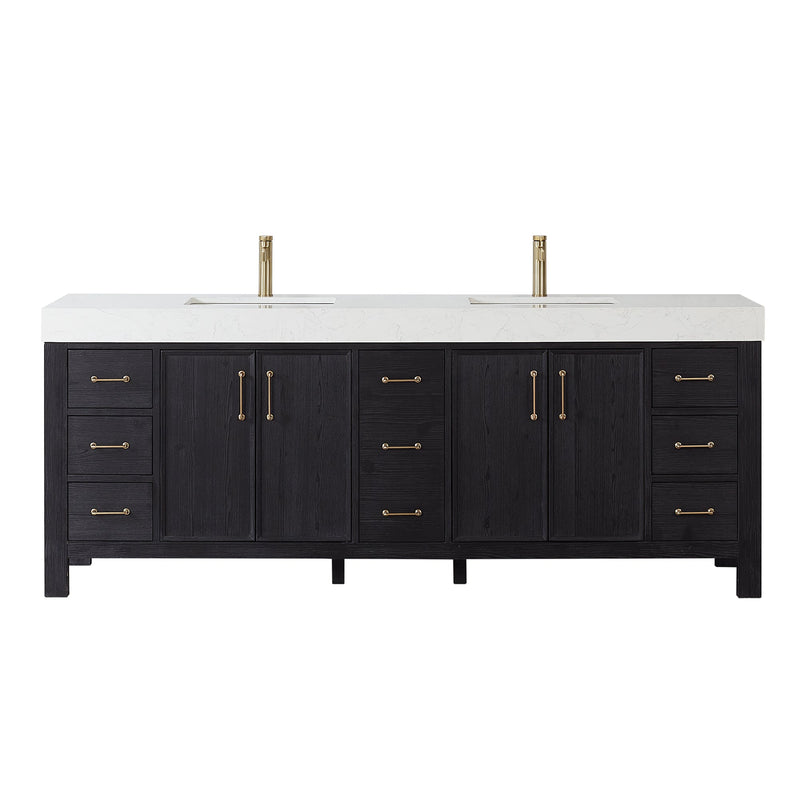 Vinnova 703884-FB-LW León 84" Free-standing Double Bathroom Vanity in Fir Wood Black