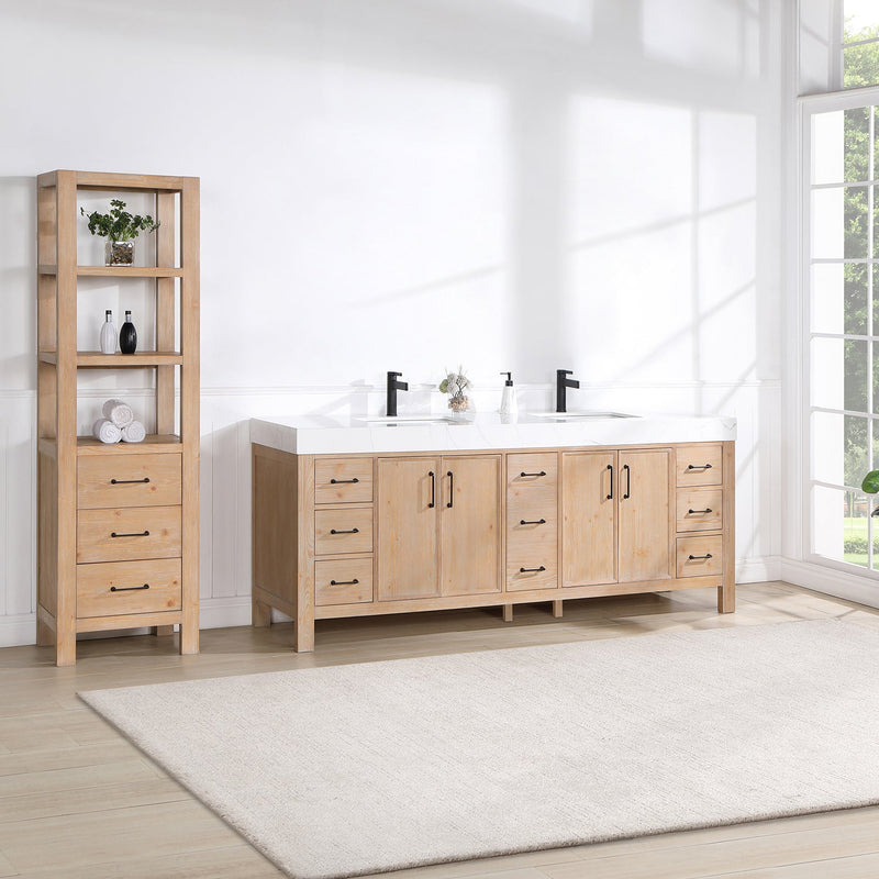 Vinnova 703884-FN-LW León 84" Free-standing Double Bathroom Vanity in Fir Wood Brown
