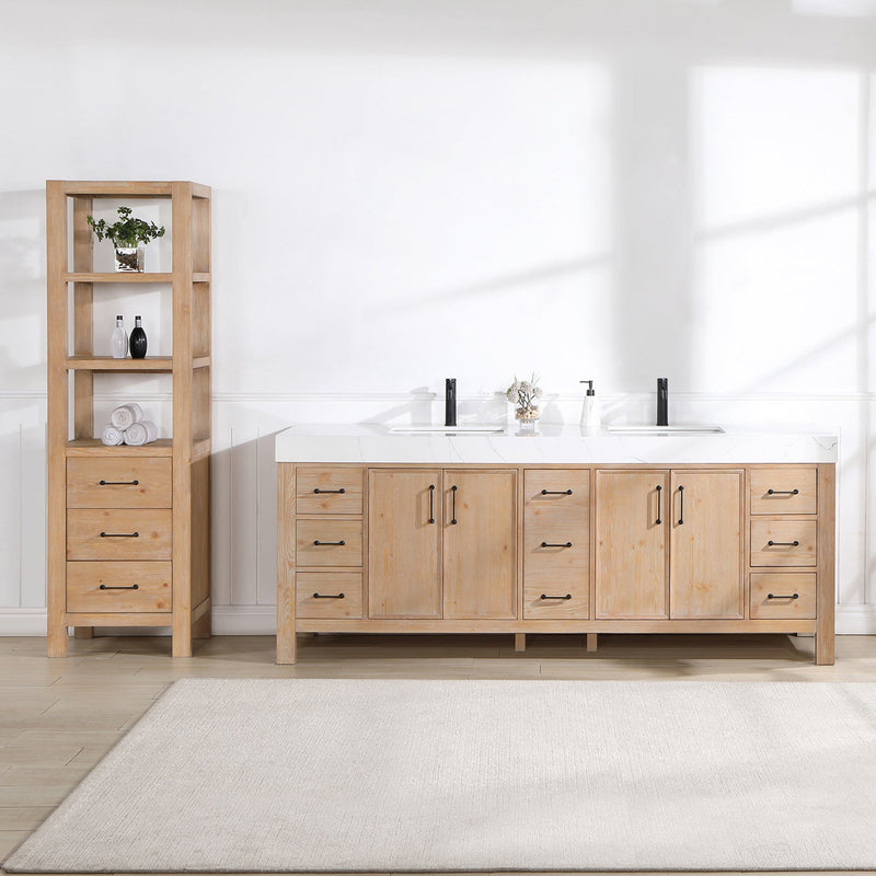 Vinnova 703884-FN-LW León 84" Free-standing Double Bathroom Vanity in Fir Wood Brown