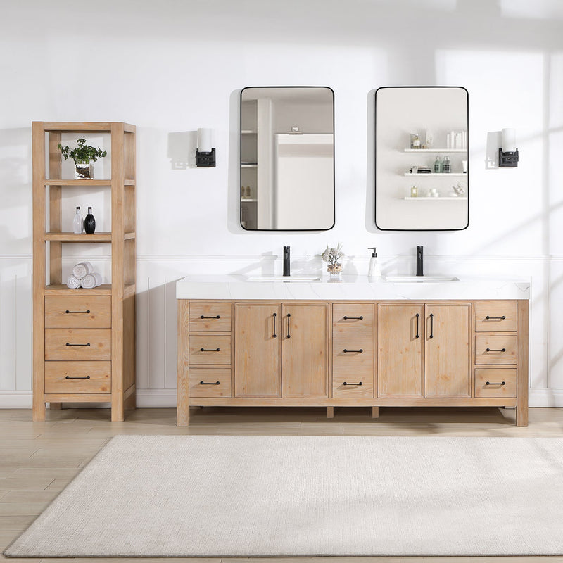 Vinnova 703884-FN-LW León 84" Free-standing Double Bathroom Vanity in Fir Wood Brown