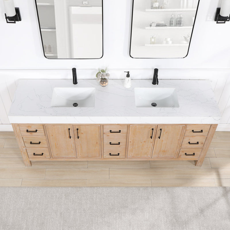 Vinnova 703884-FN-LW León 84" Free-standing Double Bathroom Vanity in Fir Wood Brown