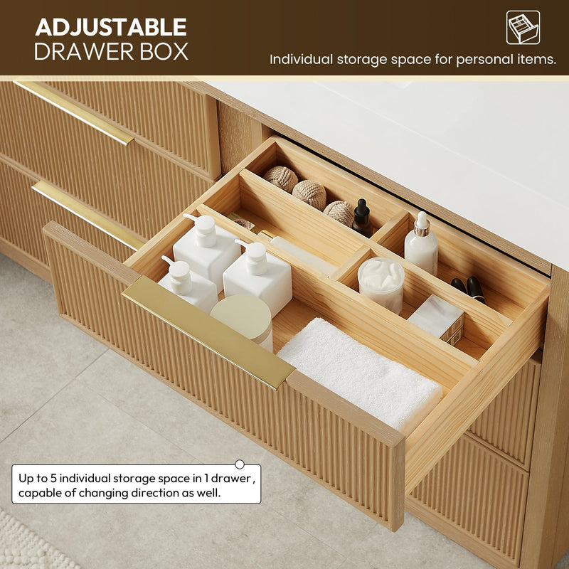 Vinnova 703948-WA-WH Hohhot 48" Free-standing Single Bath Vanity in Washed Ash Grey with White Integrated Stone Sink Top