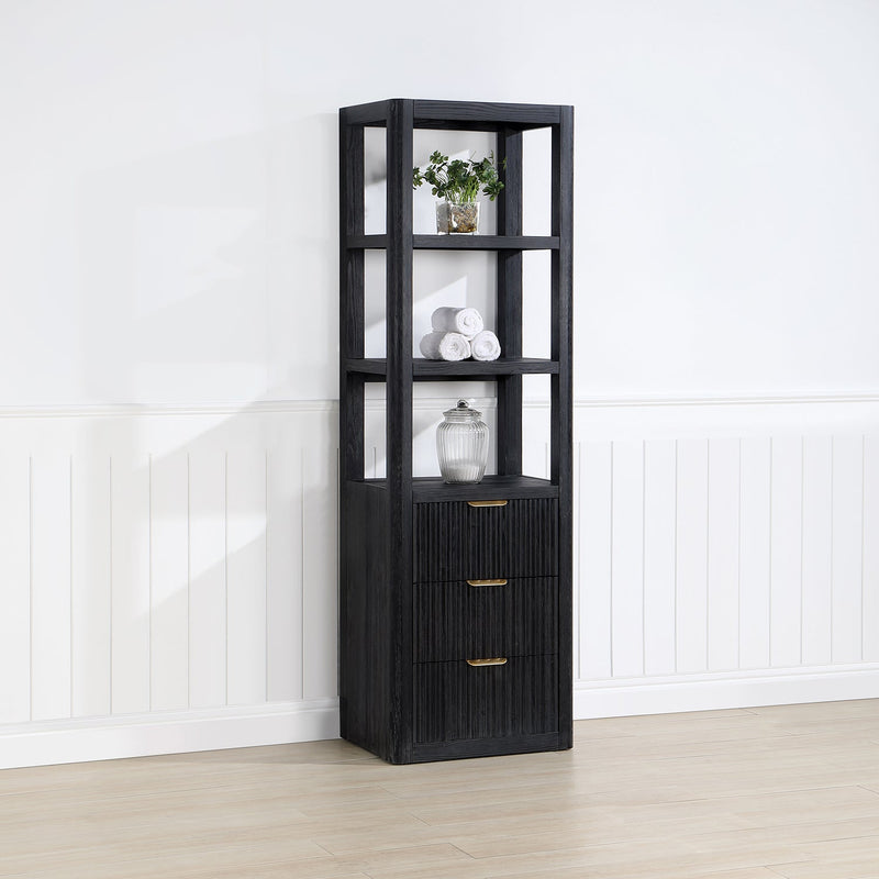 Vinnova 704122-SCA-FB Cádiz 22in. Black Linen Storage Cabinet for Bathroom and more