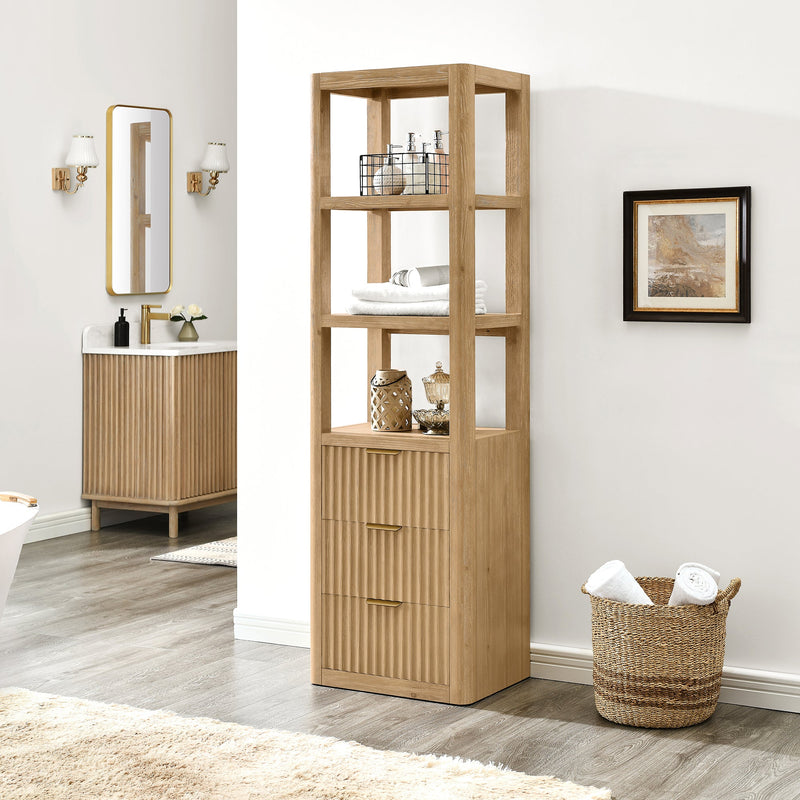 Vinnova 704122-SCA-WA Cádiz 22in. Washed Ash Grey Linen Storage Cabinet for Bathroom and more