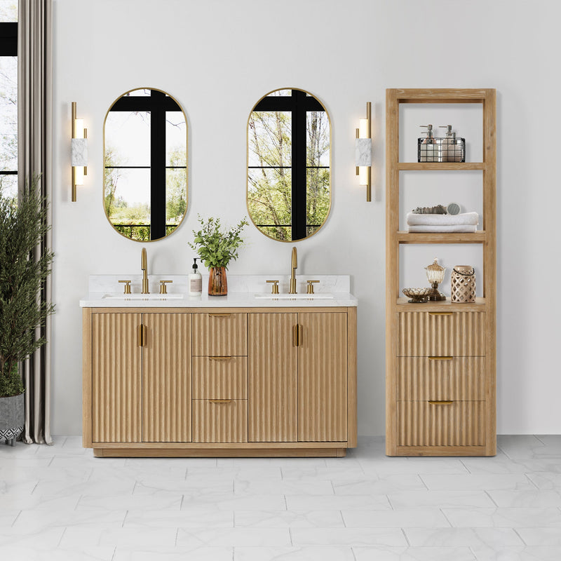 Vinnova 704122-SCA-WA Cádiz 22in. Washed Ash Grey Linen Storage Cabinet for Bathroom and more