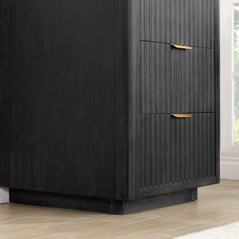 Vinnova 704124-FB-LW Cádiz 24in. Free-standing Single Bathroom Vanity in Fir Wood Black with Composite top in Lightning White