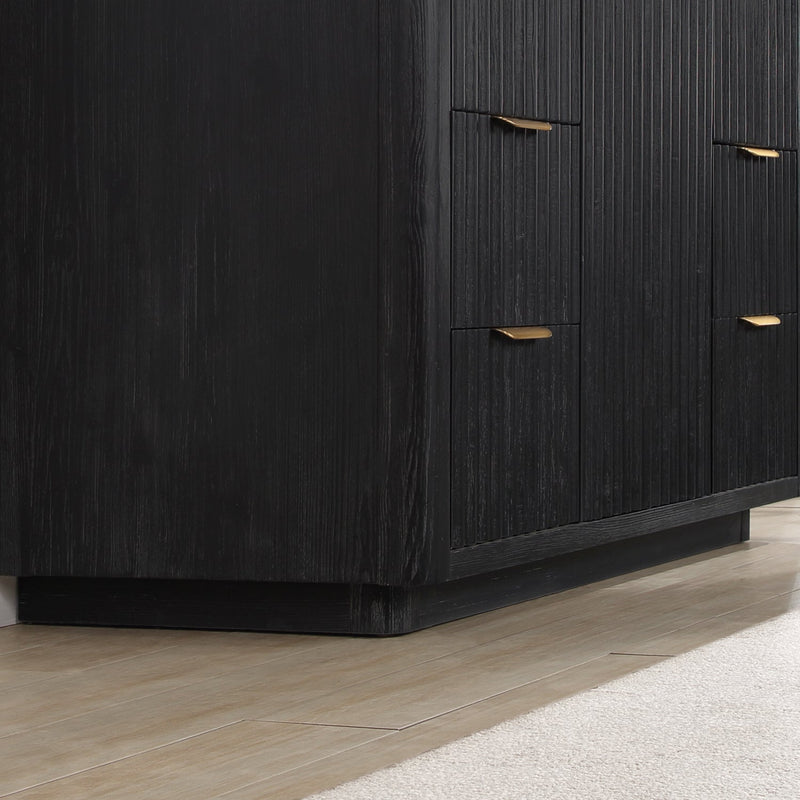Vinnova 704148-FB-LW Cádiz 48in. Free-standing Single Bathroom Vanity in Fir Wood Black with Composite top in Lightning White