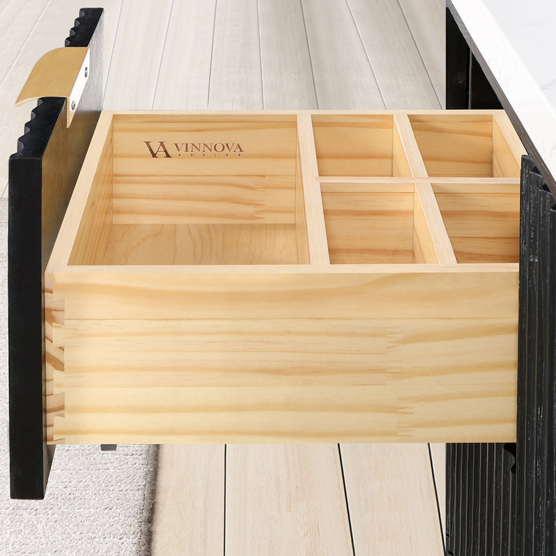 Vinnova 704160-FB-LW-NM Cádiz 60" Free-standing Single Bathroom Vanity in Fir Wood Black
