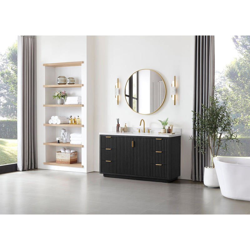 Vinnova 704160-FB-LW-NM Cádiz 60" Free-standing Single Bathroom Vanity in Fir Wood Black