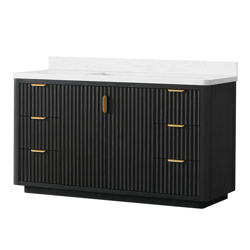 Vinnova 704160-FB-LW-NM Cádiz 60" Free-standing Single Bathroom Vanity in Fir Wood Black