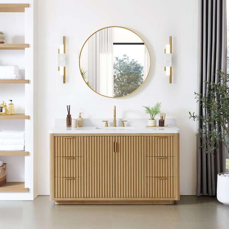 Vinnova 704160-WA-LW-NM Cádiz 60" Free-standing Single Bathroom Vanity in Washed Ash Grey