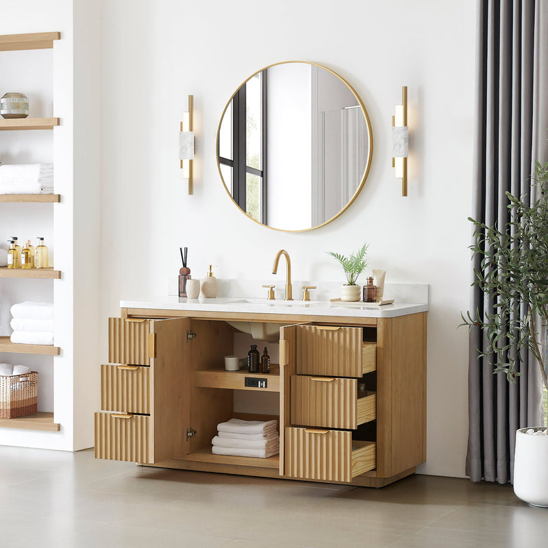 Vinnova 704160-WA-LW-NM Cádiz 60" Free-standing Single Bathroom Vanity in Washed Ash Grey