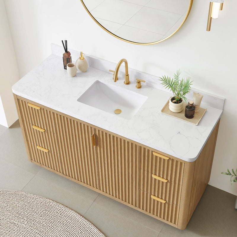 Vinnova 704160-WA-LW-NM Cádiz 60" Free-standing Single Bathroom Vanity in Washed Ash Grey