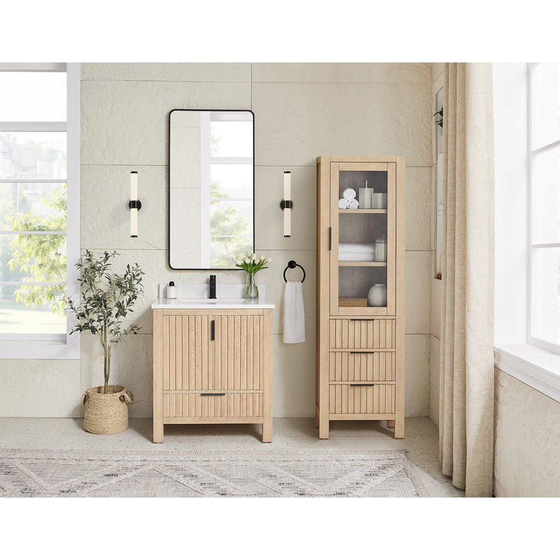 Vinnova 704230-AN-GW Shenzhen 30" Single Sink Bath Vanity in Aged Natural Oak