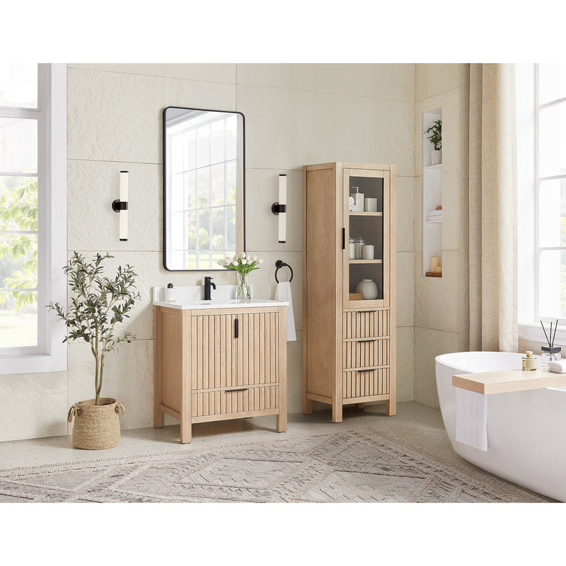 Vinnova 704230-AN-GW Shenzhen 30" Single Sink Bath Vanity in Aged Natural Oak
