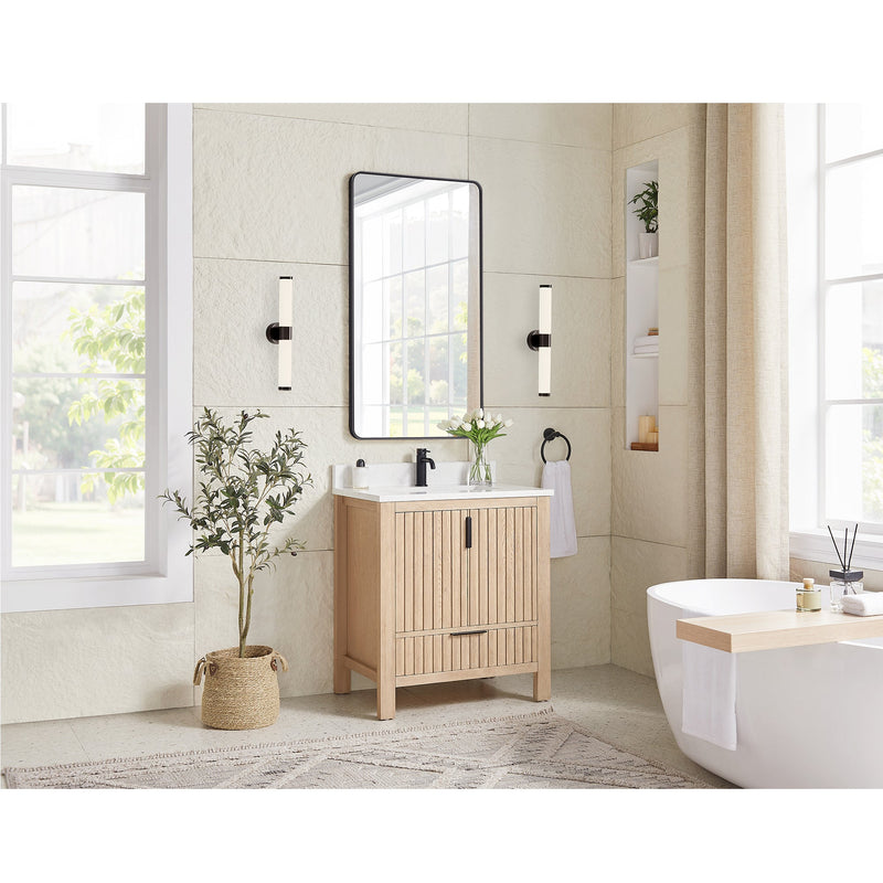 Vinnova 704230-AN-GW Shenzhen 30" Single Sink Bath Vanity in Aged Natural Oak