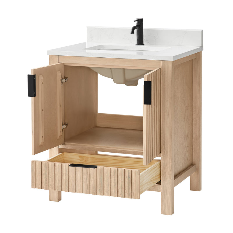 Vinnova 704230-AN-GW Shenzhen 30" Single Sink Bath Vanity in Aged Natural Oak