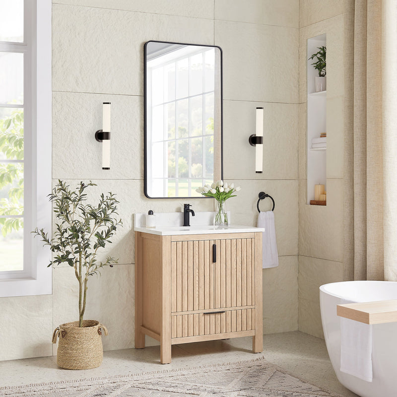 Vinnova 704230-AN-GW Shenzhen 30" Single Sink Bath Vanity in Aged Natural Oak