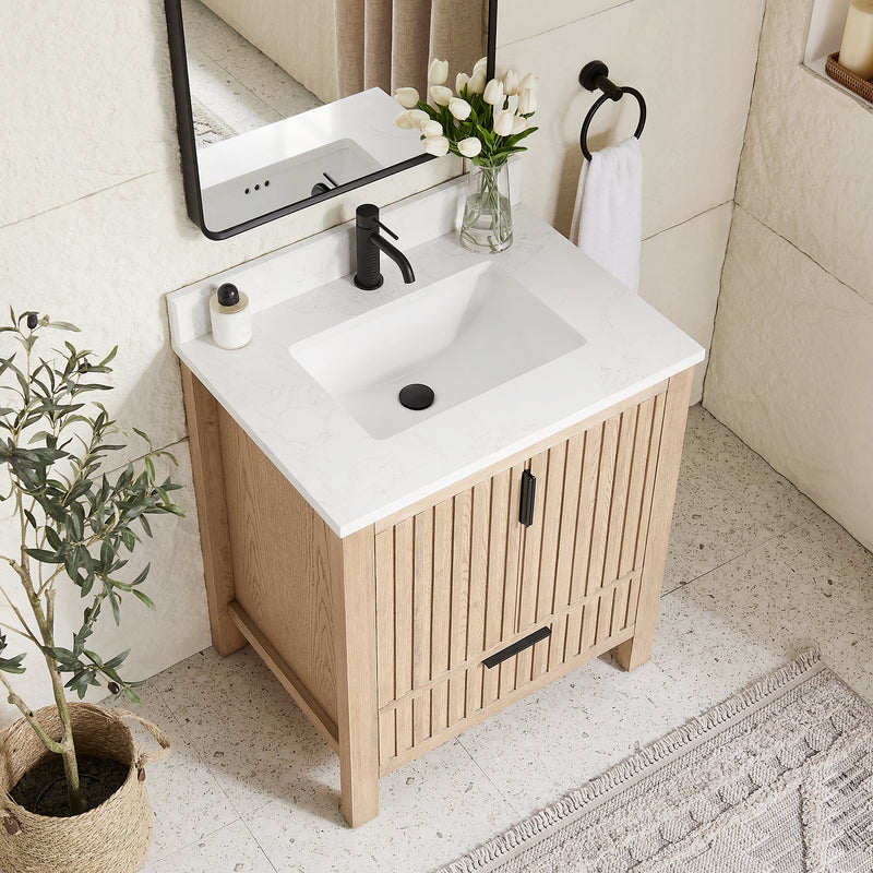 Vinnova 704230-AN-GW Shenzhen 30" Single Sink Bath Vanity in Aged Natural Oak