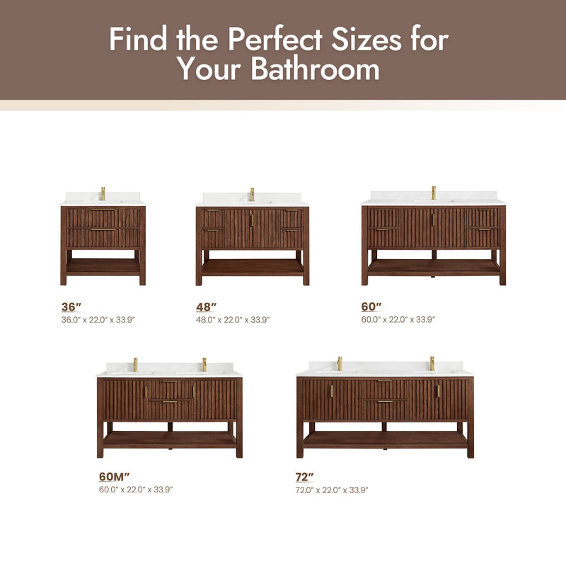 Vinnova 704336-AD-GW Vitre 36" Single Sink Bath Vanity in Aged Dark Brown Oak