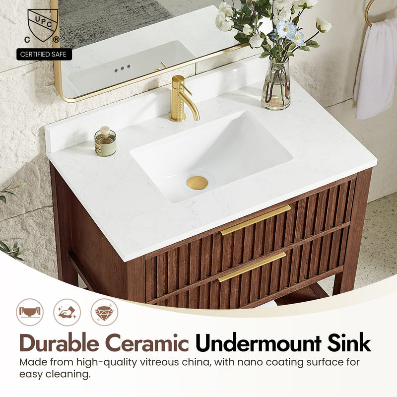 Vinnova 704336-AD-GW Vitre 36" Single Sink Bath Vanity in Aged Dark Brown Oak