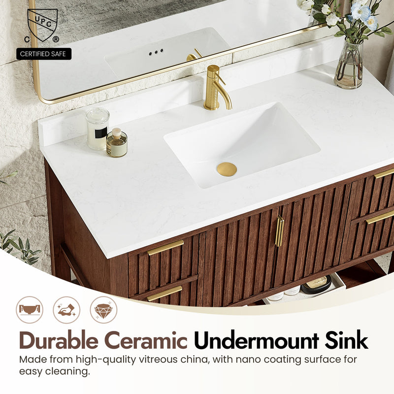 Vinnova 704348-AD-GW Vitre 48" Single Sink Bath Vanity in Aged Dark Brown Oak