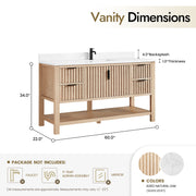 Vinnova 704360-AN-GW Vitre 60" Single Sink Bath Vanity in Aged Natural Oak - view 14