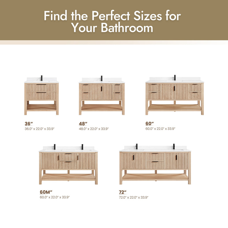 Vinnova 704360-AN-GW Vitre 60" Single Sink Bath Vanity in Aged Natural Oak - view 16