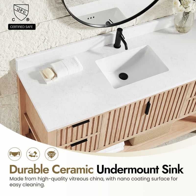 Vinnova 704360-AN-GW Vitre 60" Single Sink Bath Vanity in Aged Natural Oak - view 5
