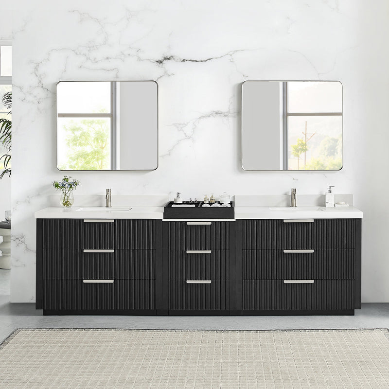 Vinnova 7049108-OK-PQ Santarem 108" Combined Double Bath Vanity in Oak Weathered Black