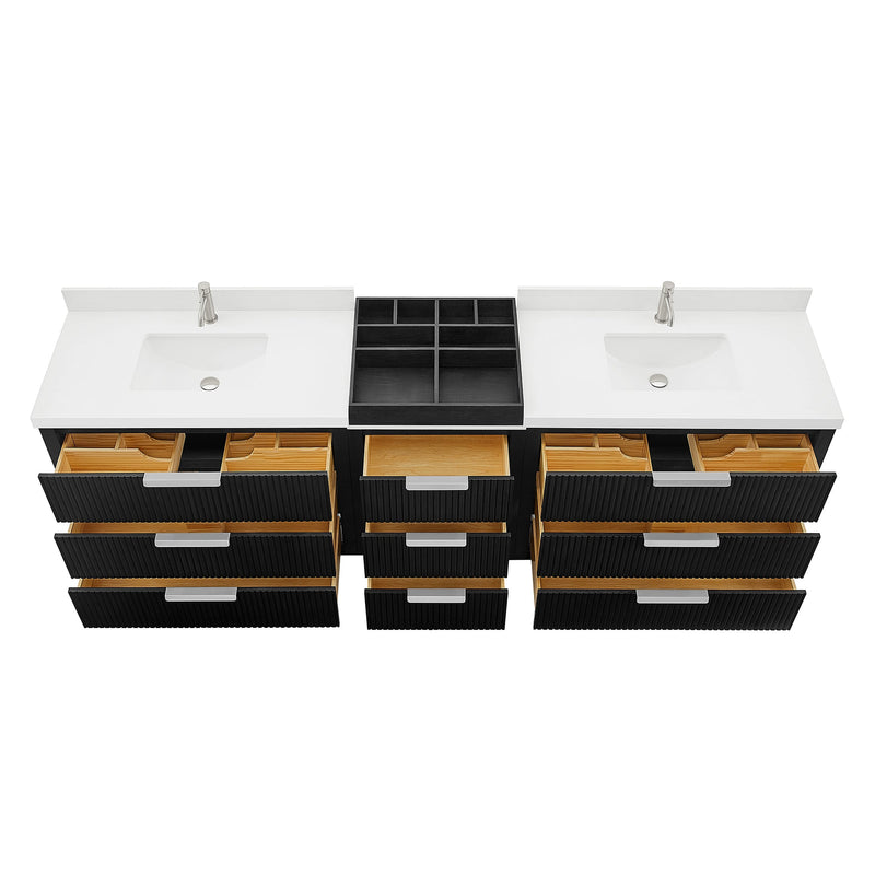 Vinnova 7049108-OK-PQ Santarem 108" Combined Double Bath Vanity in Oak Weathered Black