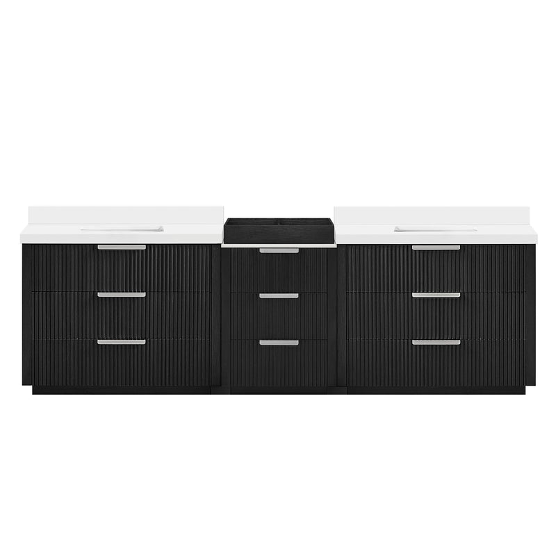 Vinnova 7049108-OK-PQ Santarem 108" Combined Double Bath Vanity in Oak Weathered Black