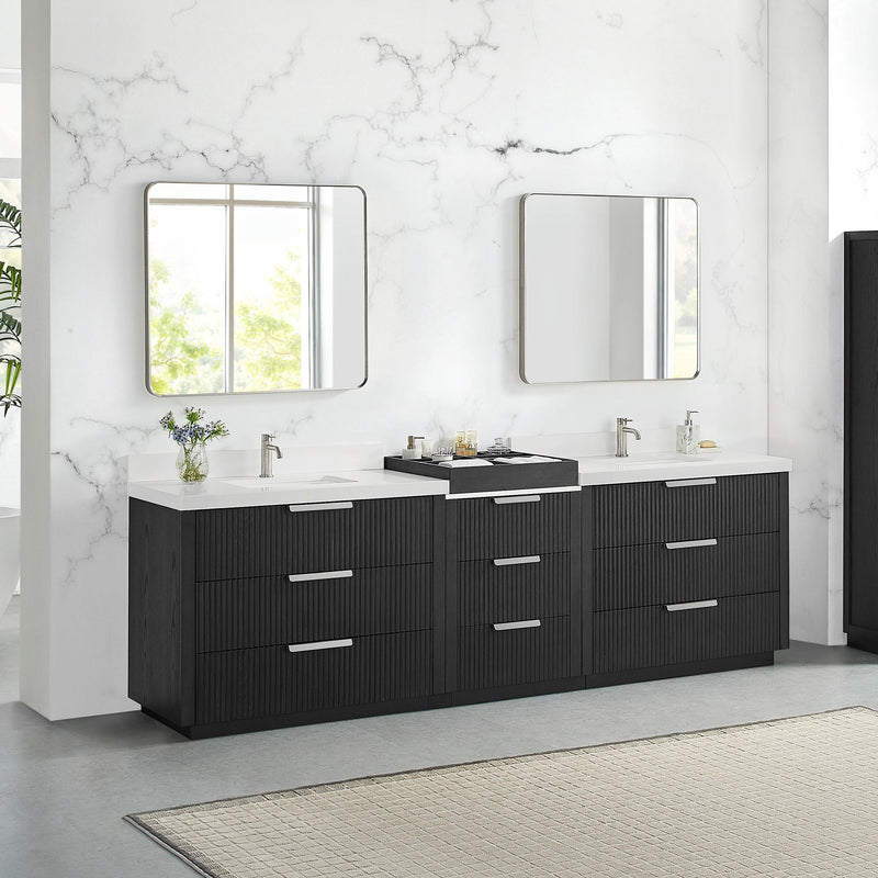 Vinnova 7049108-OK-PQ Santarem 108" Combined Double Bath Vanity in Oak Weathered Black