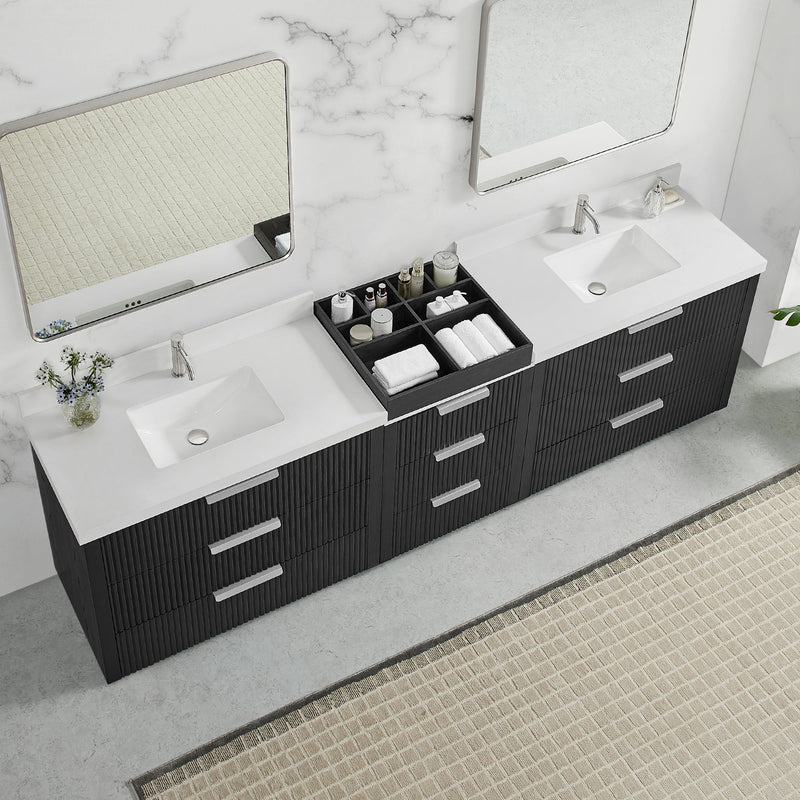 Vinnova 7049108-OK-PQ Santarem 108" Combined Double Bath Vanity in Oak Weathered Black