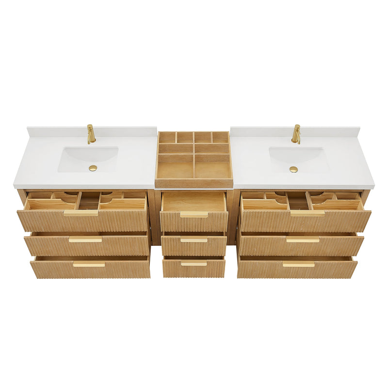 Vinnova 7049108-WA-PQ Santarem 108" Combined Double Bath Vanity in Washed Ash Grey