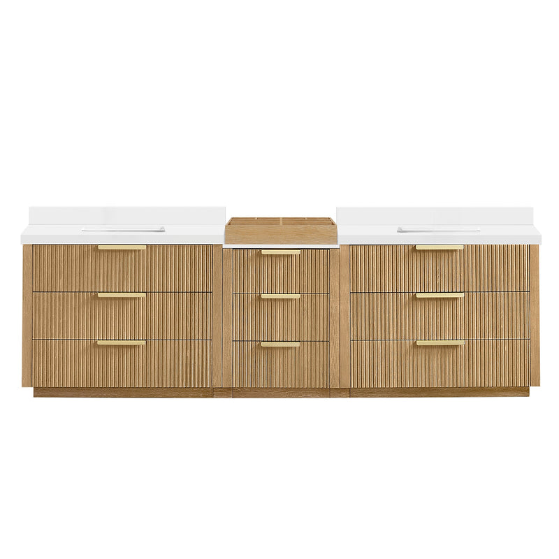 Vinnova 7049108-WA-PQ Santarem 108" Combined Double Bath Vanity in Washed Ash Grey