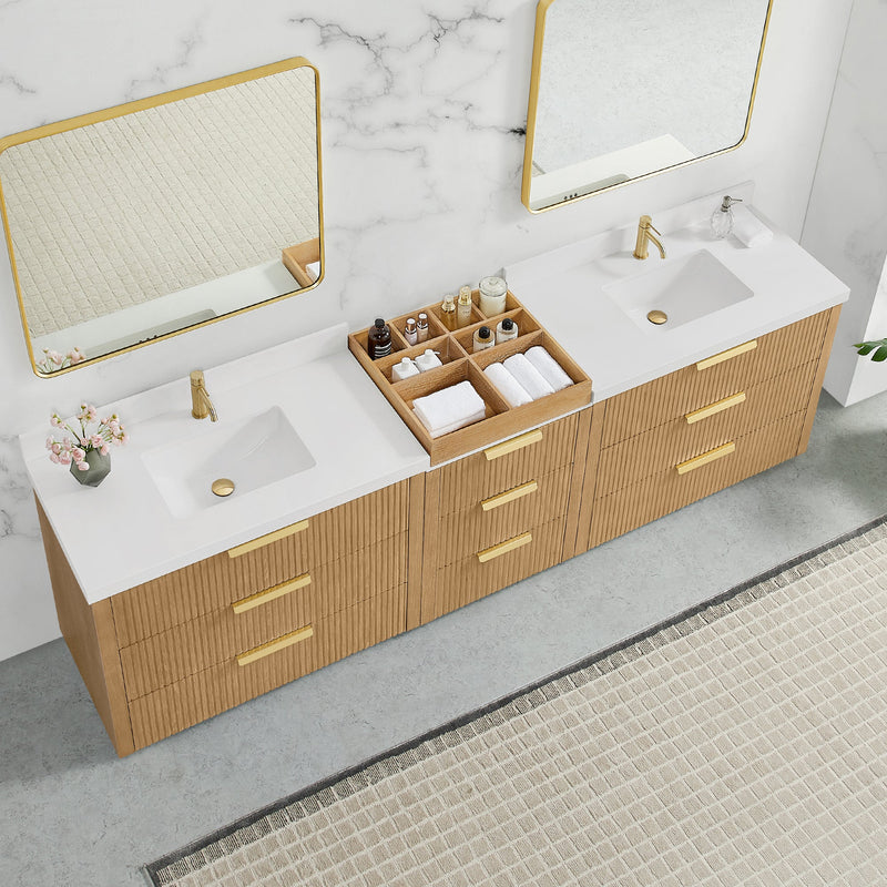 Vinnova 7049108-WA-PQ Santarem 108" Combined Double Bath Vanity in Washed Ash Grey