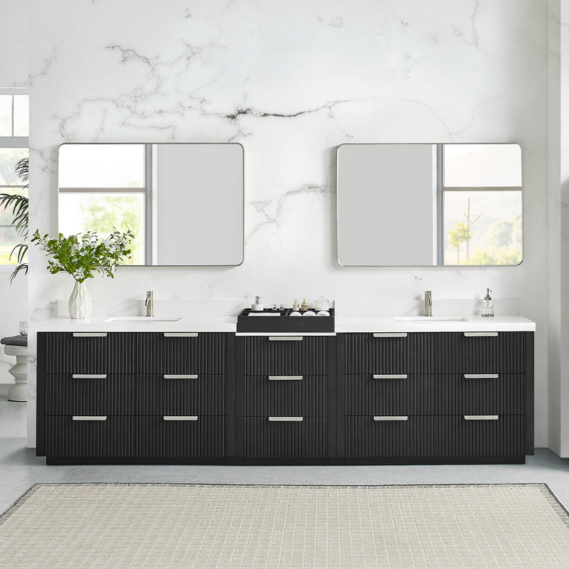 Vinnova 7049120-OK-PQ Santarem 120" Combined Double Bath Vanity in Oak Weathered Black