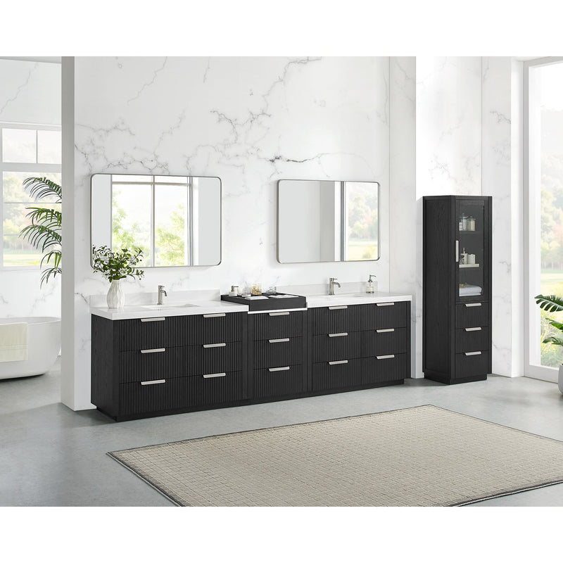 Vinnova 7049120-OK-PQ Santarem 120" Combined Double Bath Vanity in Oak Weathered Black