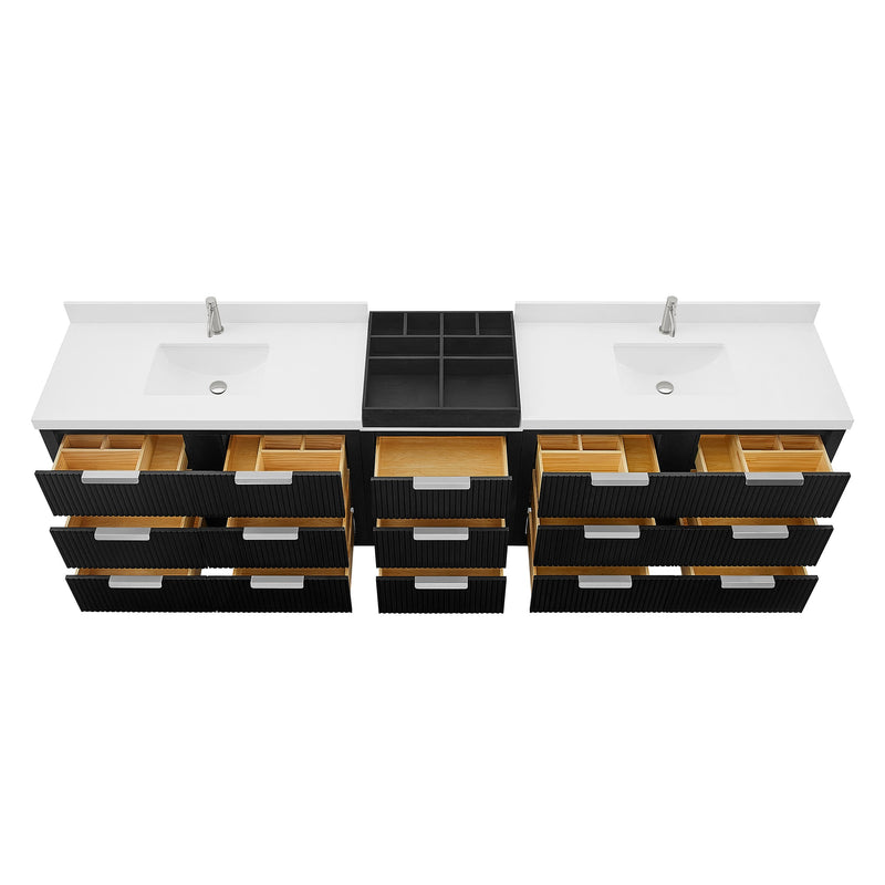 Vinnova 7049120-OK-PQ Santarem 120" Combined Double Bath Vanity in Oak Weathered Black