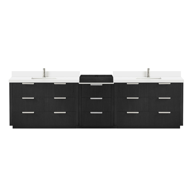 Vinnova 7049120-OK-PQ Santarem 120" Combined Double Bath Vanity in Oak Weathered Black