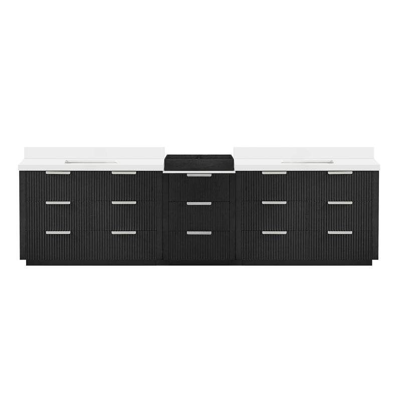 Vinnova 7049120-OK-PQ Santarem 120" Combined Double Bath Vanity in Oak Weathered Black