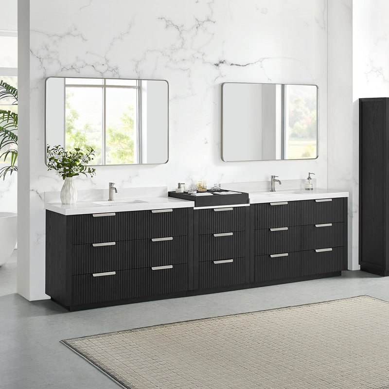 Vinnova 7049120-OK-PQ Santarem 120" Combined Double Bath Vanity in Oak Weathered Black