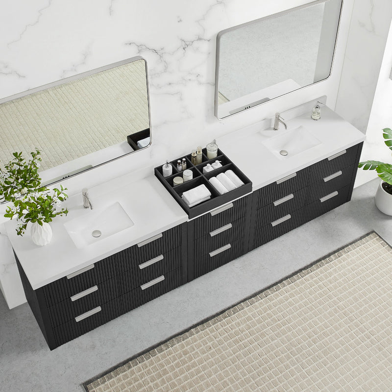Vinnova 7049120-OK-PQ Santarem 120" Combined Double Bath Vanity in Oak Weathered Black