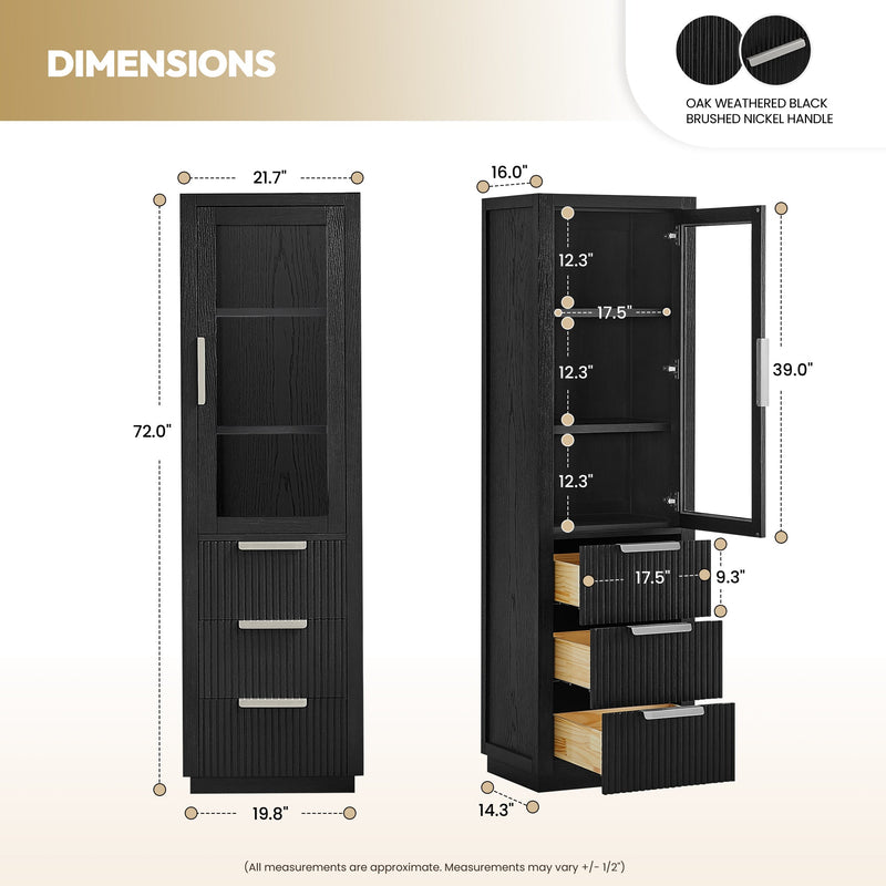 Vinnova 704922-SCA-OK Santarem 22" Oak Weathered Black Storage Cabinet