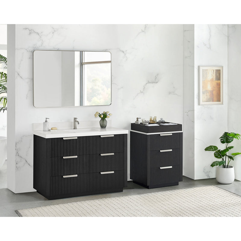 Vinnova 704924-OK-PQ Santarem 24" Oak Weathered Black Partitioned Storage Cabinet